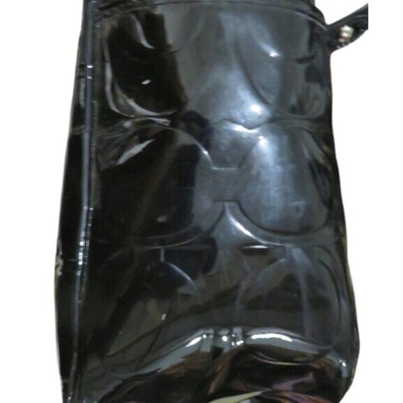 Coach 2012 Black Embossed Patent Leather Tote Handbag - Picture 4 of 11